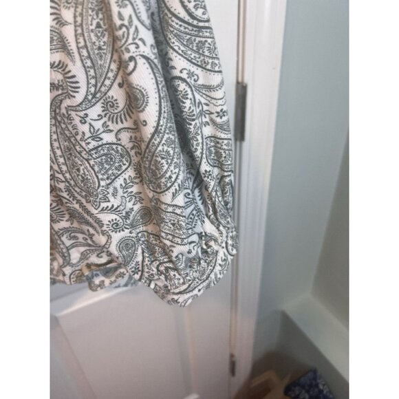 Loft Paisley Corduroy Blouse Top Size XL Boho Peasant Western Cottage Green - Picture 7 of 8